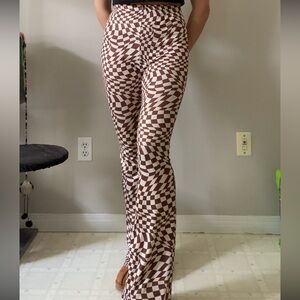 Checkered flared pants